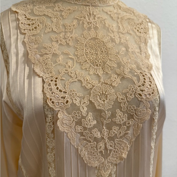 Vintage RALPH LAUREN Blue Label Lace Long Sleeve Blouse Size 6 - Picture 3 of 14